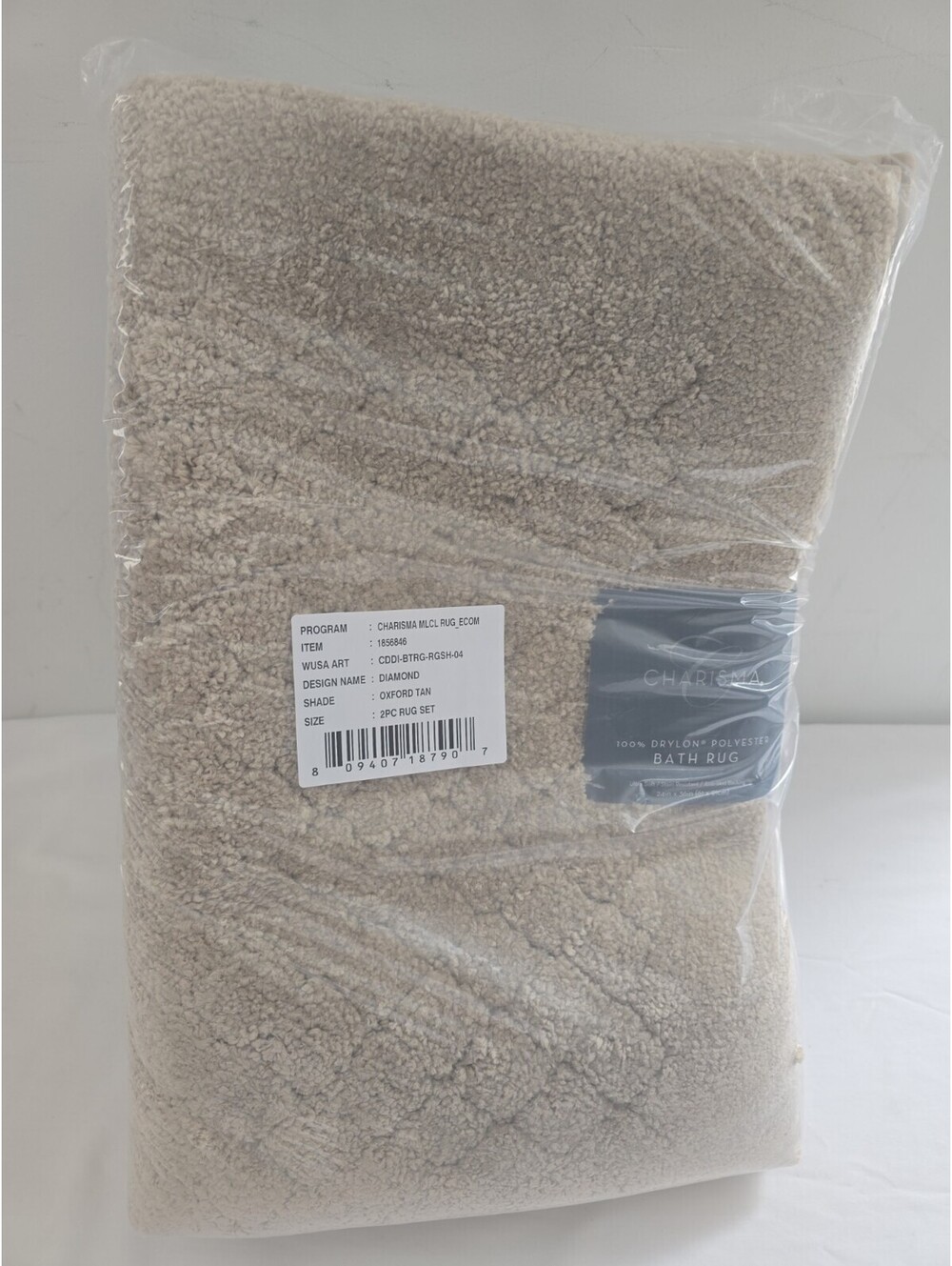 Charisma Drylon Diamond Bath Rugs, 2-pack 24” W x 36” L -Ivory